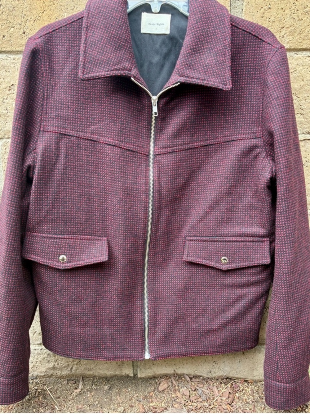 Basic Rights Burgundy-Magenta Tweed Zip Jacket